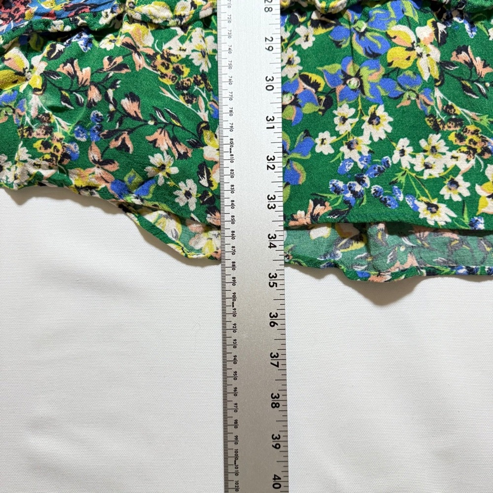 Anthropologie Robin Tiered Mini Dress LP Blue Green Floral Boho Cottagecore - Picture 7 of 11